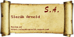 Slezák Arnold névjegykártya
